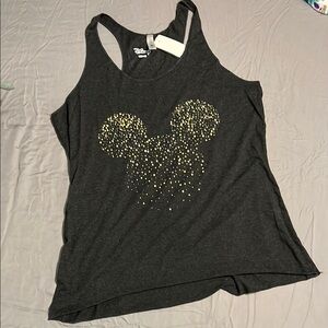 Disney Women's Black Tank Top with Gold Accents